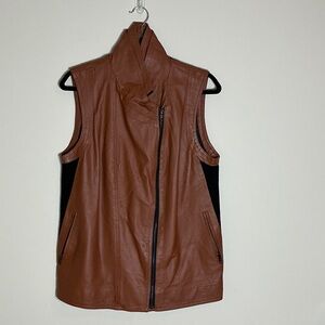 Mural Tan Faux Leather Vest